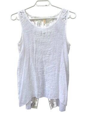 (2/$15) Orange Creek White Boho Lace Open Back Sleeveless Tank Top